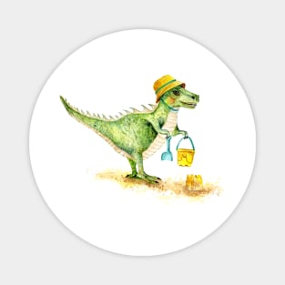 Baby Dinosaur T-Rex on the Beach Magnet